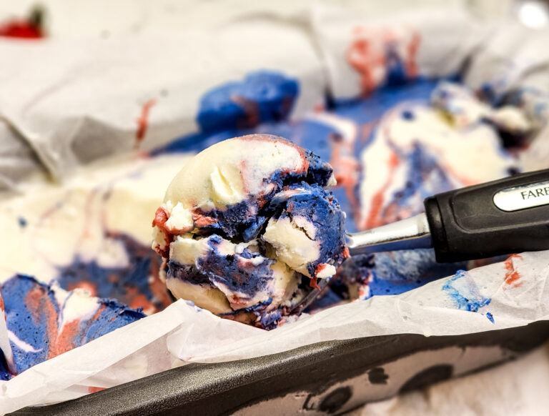 Fourth of July Red, White & Blue Sherbet Ice Cream