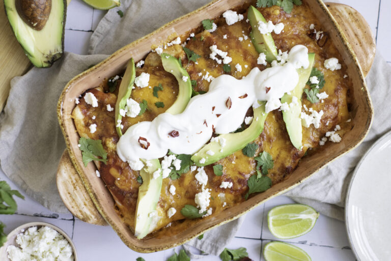 Black Bean & Rice Enchiladas with Queso Fresco