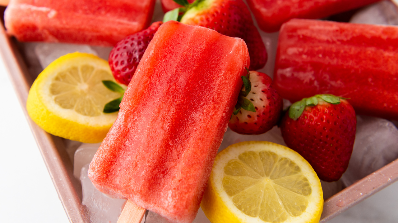 Strawberry Lemon Popsicles
