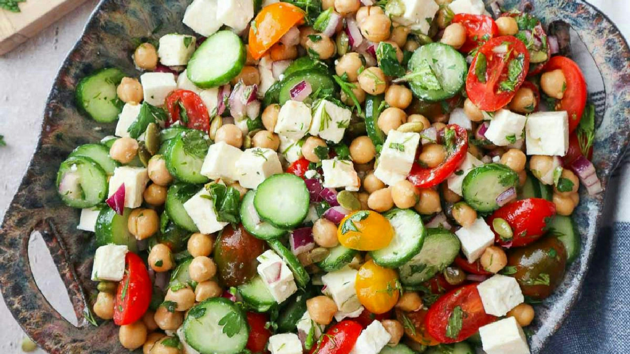 Cucumber Chickpea Feta Salad