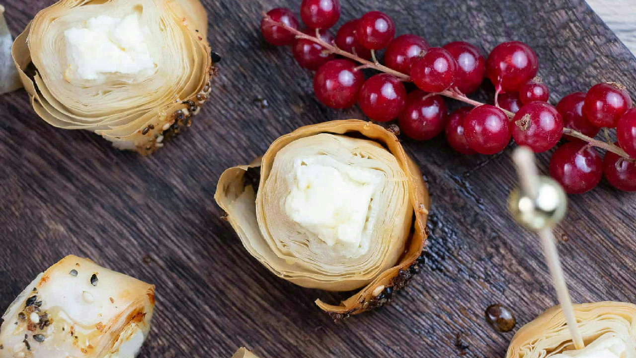Crispy Phyllo Wrapped Feta with Honey