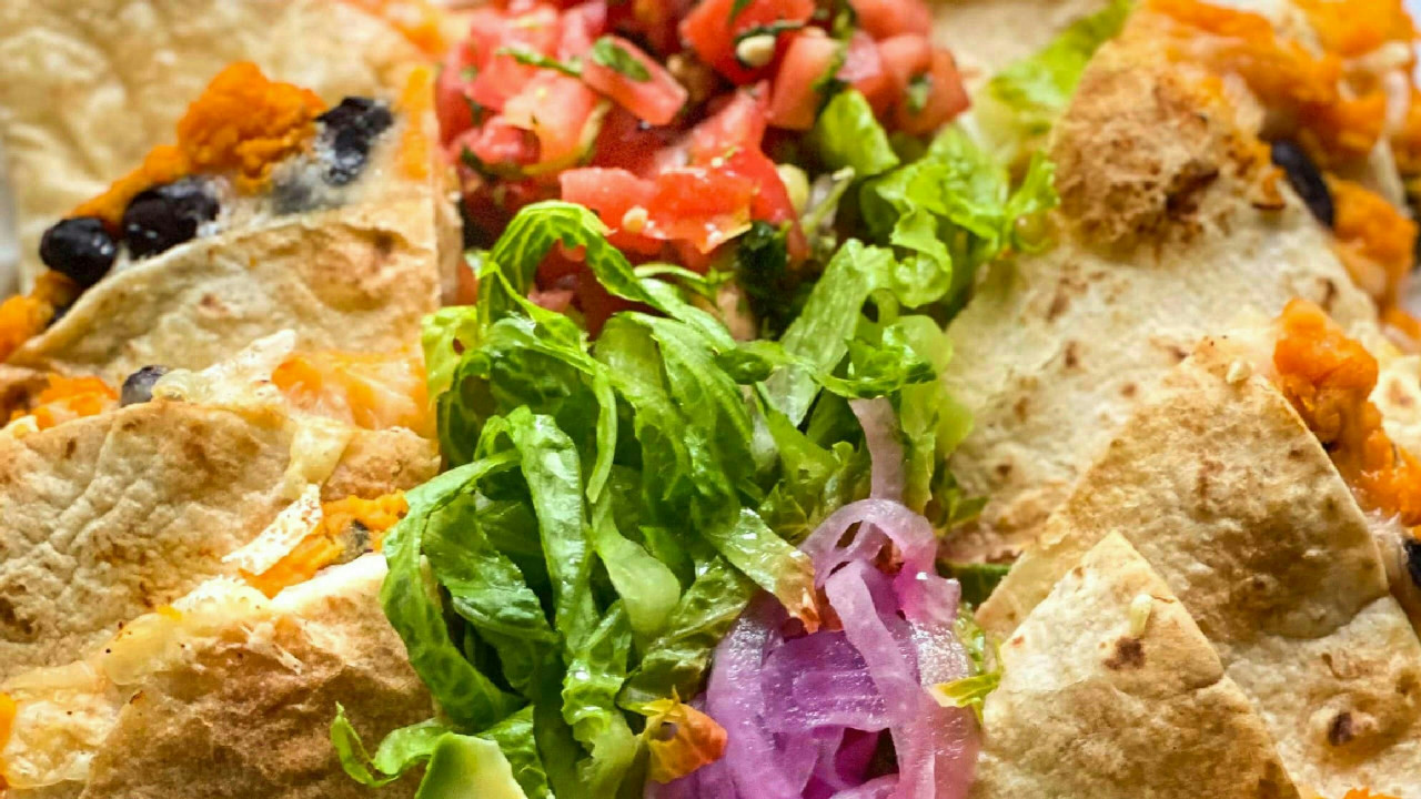Oven Quesadillas with Black Bean & Sweet Potato