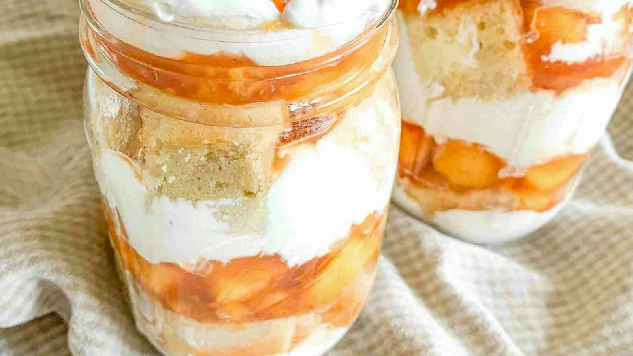 Peach Trifle in Mason Jars (with Sourdough Cake!)