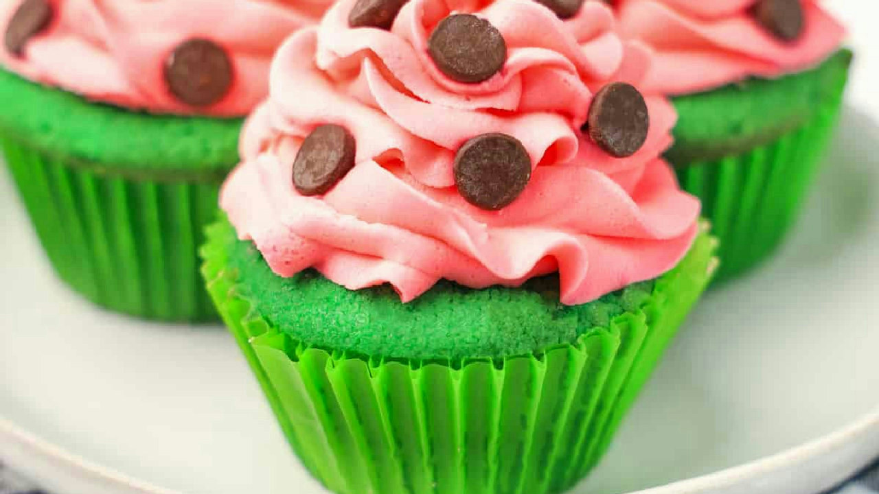 Simple Watermelon Cupcakes