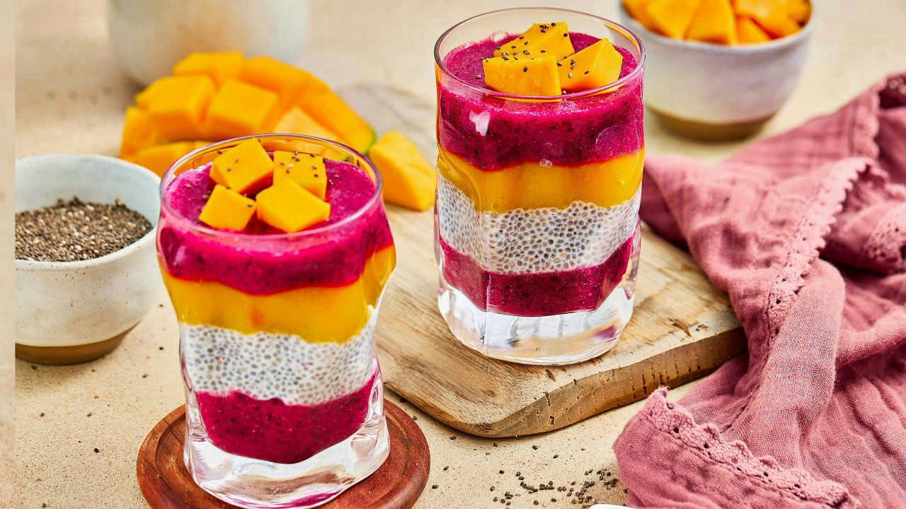 Mango & Dragon Fruit Chia Pudding