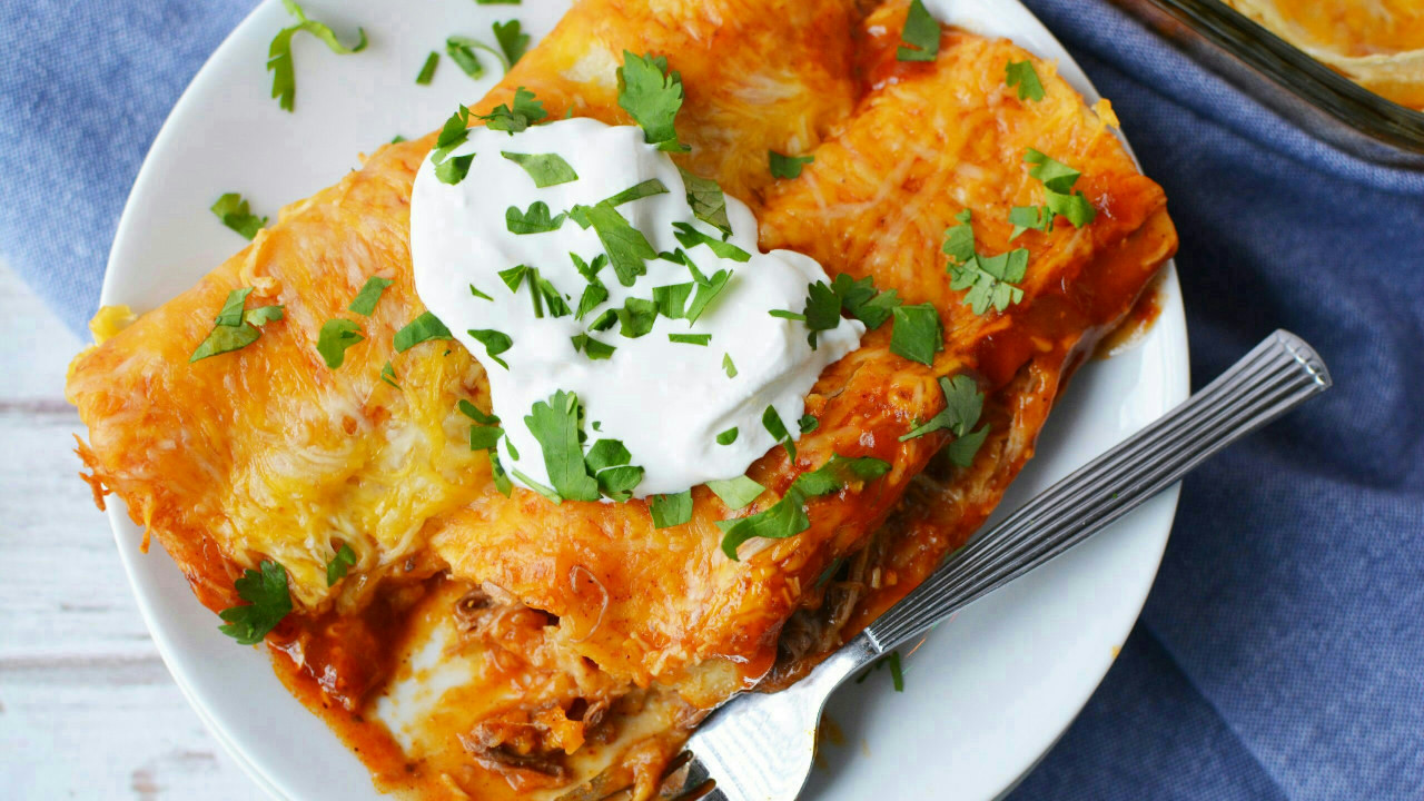 Mexican Shredded Beef Enchiladas Casserole