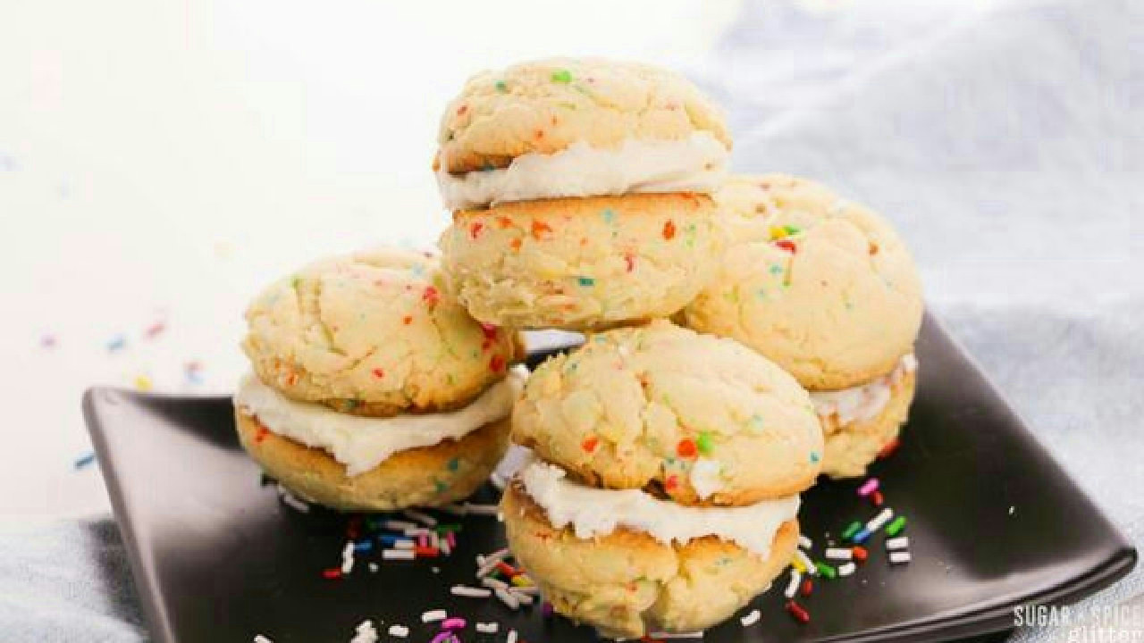Funfetti Sandwich Cookies (Made with Cake Mix)