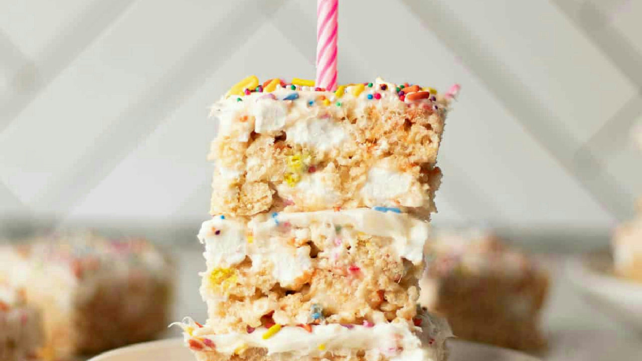 Birthday Rice Krispie Treats - Cake Batter Recipe