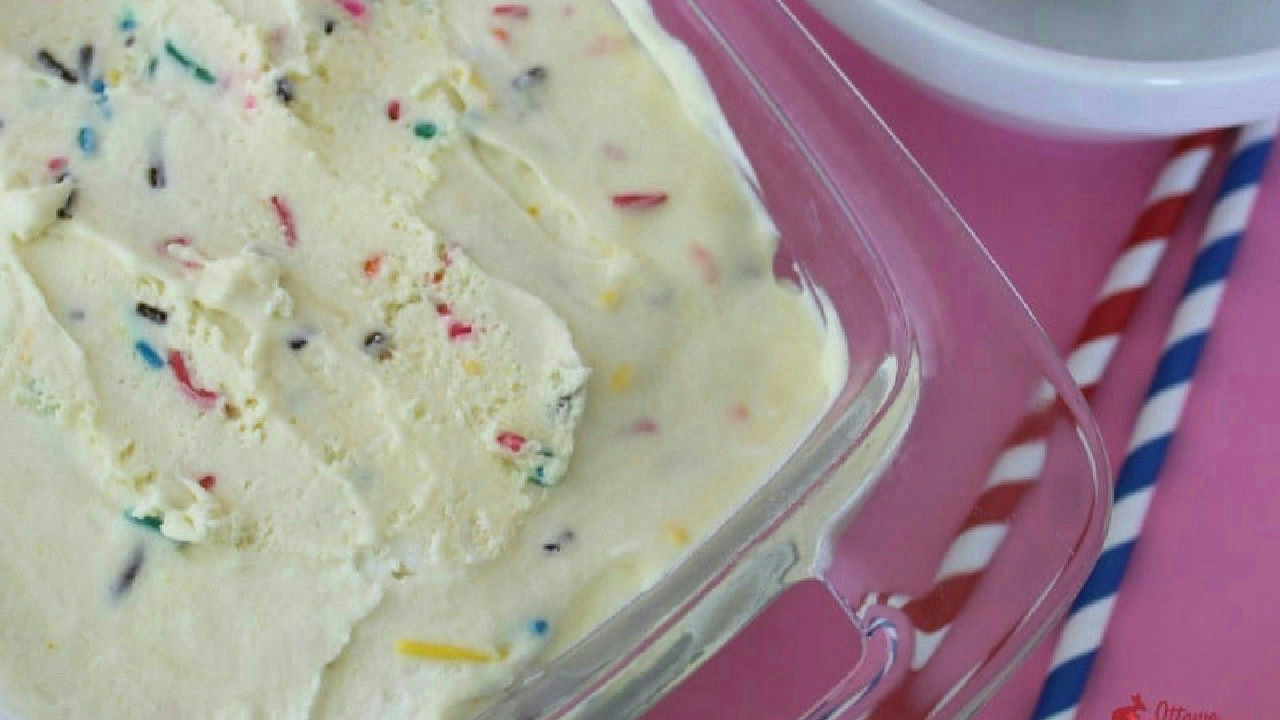 Easy No Churn Cake Batter Ice Cream With Sprinkles Recipe
