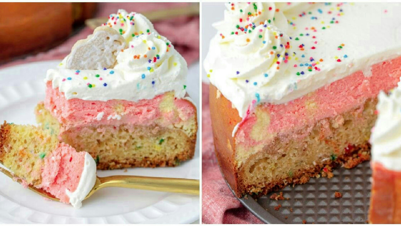 Funfetti Cheesecake with Cake Bottom Crust