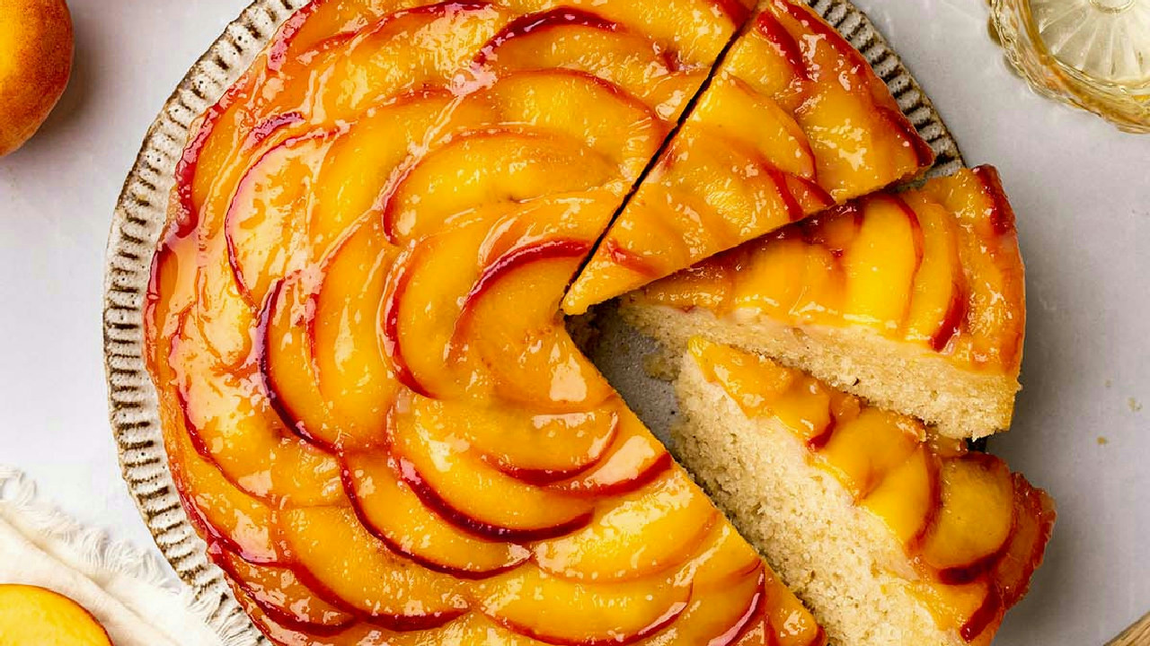 Peach Upside Down Cake (vegan)